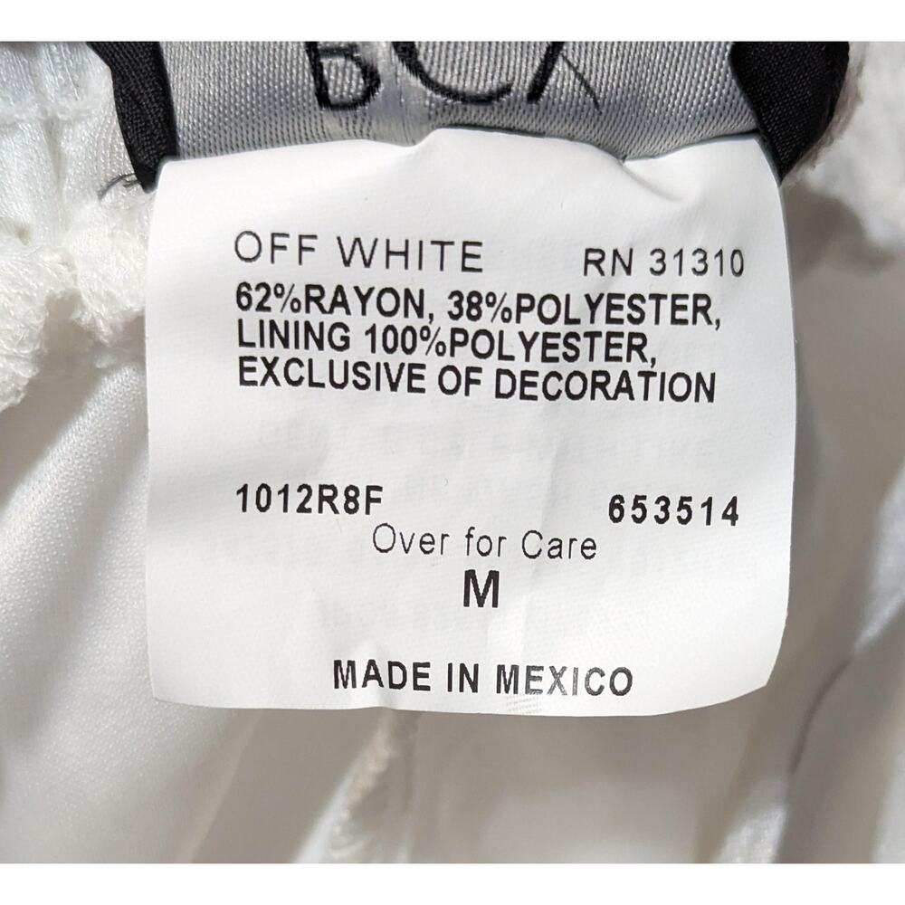 BCX Skirt Size Medium Off White Gauze Ruffle Faux Wrap Boho Summer Lined Midi - Picture 10 of 10